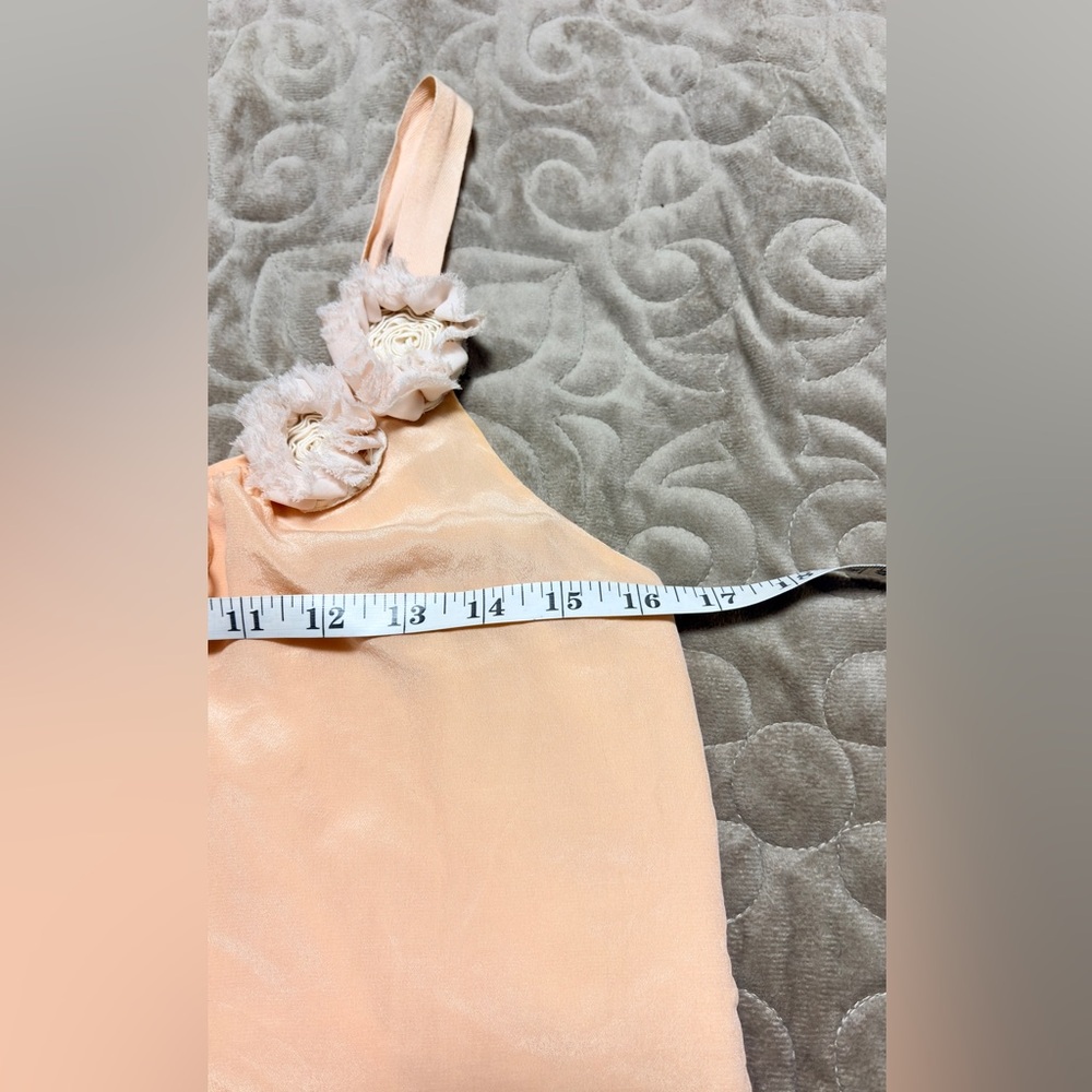 Banana Republic Silk Top Peach Rosette Strap Tie Neck Petite XS Lined Sleeveless - Picture 6 of 10